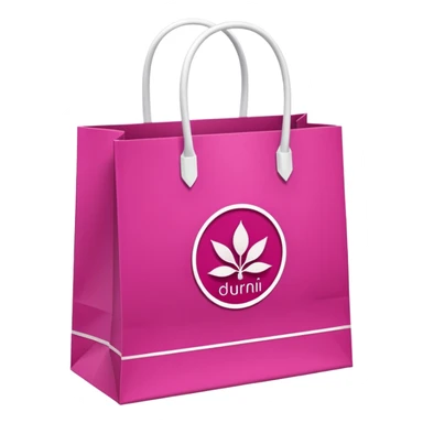 bolsa de papel fucsia con asas blancas y en el centro de la bolsa el logo de druni perfumerias en color blanco sticker