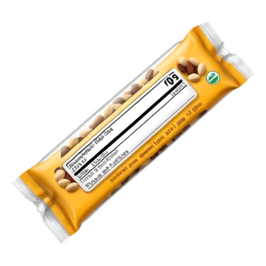 Create an emoji of an energy bar that you can eat, with plastic packaging. sticker