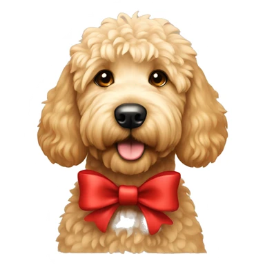 Golden doodle with red  bow  sticker