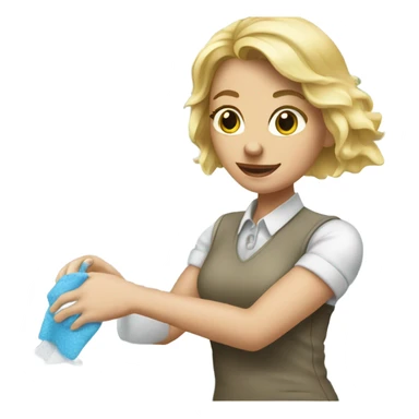 Blonde woman wiping counter with disinfectant wipes sticker