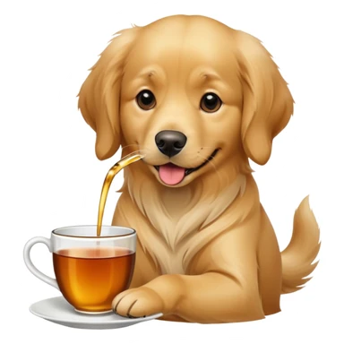 dog drinking a cup of tea sticker