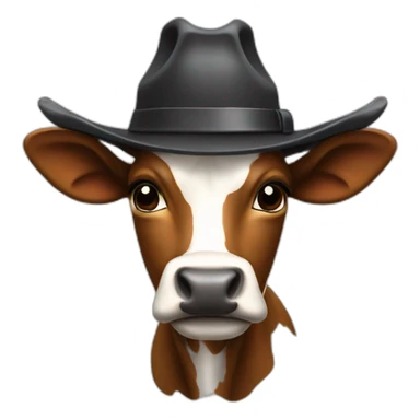 Vache avec un chapeau de cowbou sticker