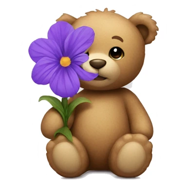Teddy bear with purple flower sticker