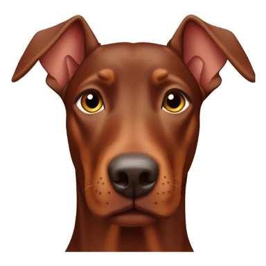 Red Doberman without cropped ears face facing front happy eyes sticker
