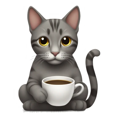 Cat sitting down drinking coffee ￼ sticker