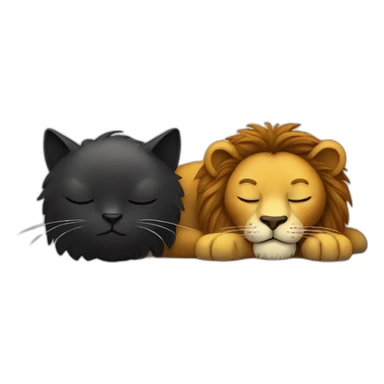 Big Lion and black cat both closed eyes sleeping sticker