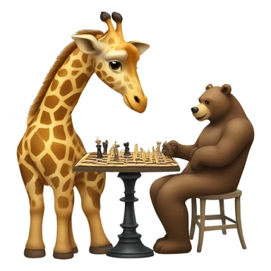 Giraffe playing chess with a bear sticker