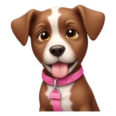 brown puppy with a pink boy sticker