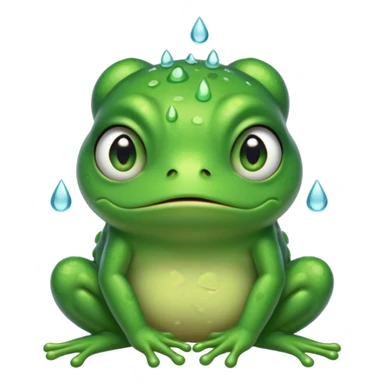  قورباغه ای که‌ ناراحته و دستش رو سرشه و اشکش در اومده و گوگولی ایستاده sticker