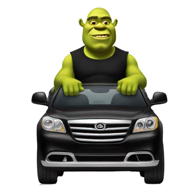 Shrek driving a black luxury car sticker
