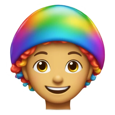 Kid with rainbow spinner hat sticker
