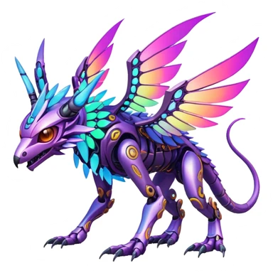  exotic warm-colored modern colorful neon-colored cyber-Fakémon-Digimon-Trico-creature sticker