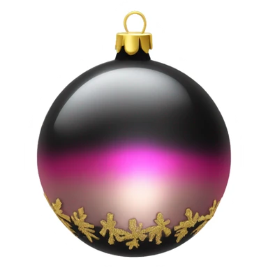 Realistic black and pink metallic christmas bauble with gold accents.  sticker