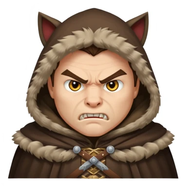 mean looking Hun warrior inspired by Mulan, snarling face, heavy fur cloak, menacing eyes sticker