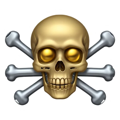 skull and crossbones with a sawblade background, mechanical and organic details, emoji style sticker