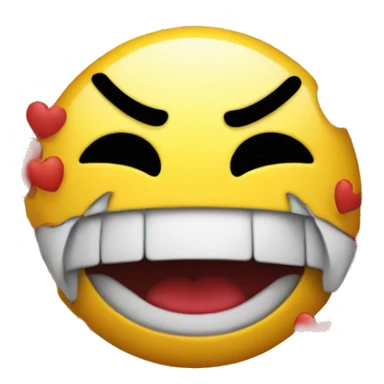 Angry smiley face with hearts around it sticker