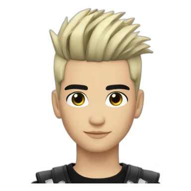 Bill Kaulitz black hair down with blonde highlights emo sticker
