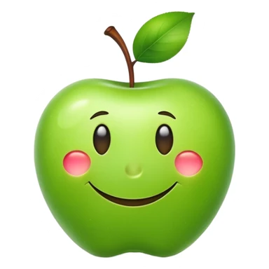 Green apple with smiley sticker