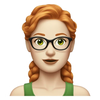 A Rubenesque pale redhead model with green eyes and glasses sticker