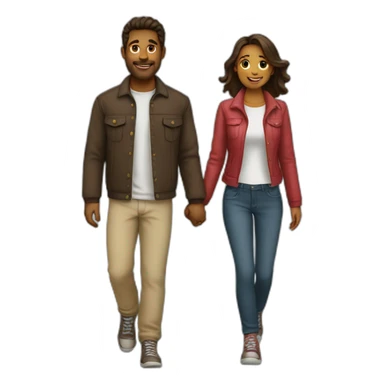 Couple walking sticker