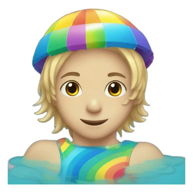 Boy-in-rainbow-swimming-pool sticker
