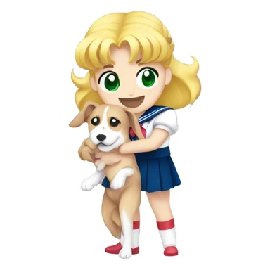 sailor moon holding a dog sticker