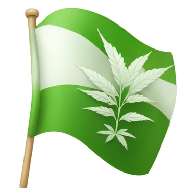 green flag with white weed leaf  sticker