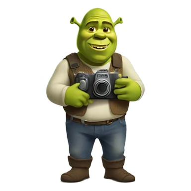 Shrek holding a camera sticker