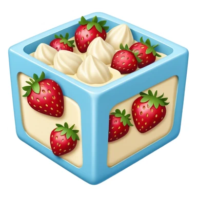 Strawberries in white chocolate in a pale blue package sticker