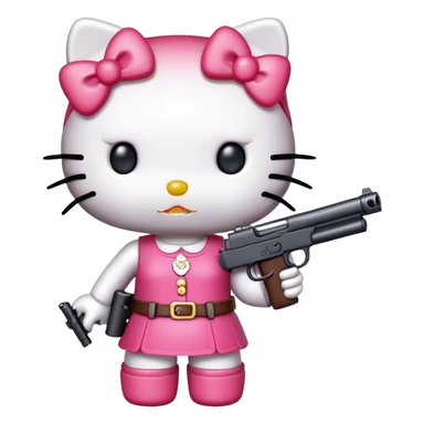 Hello kitty with gun sticker