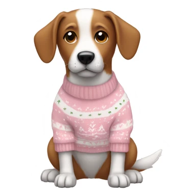 Dog in a light pink and white Christmas sweater  sticker