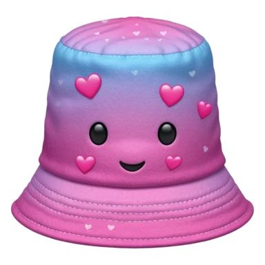 Pink ombre bucket hat with hearts and glitter sticker