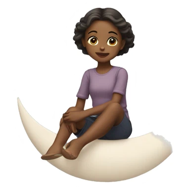 Girl sitting on the young moon sticker