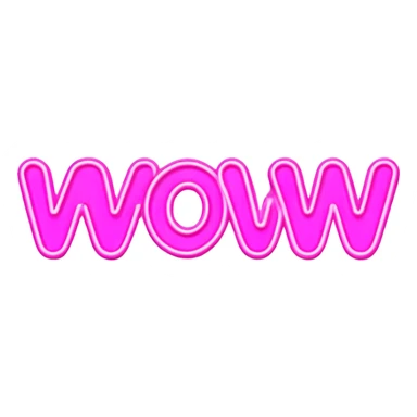Pink neon sign with the word WOW sticker