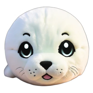 baby seal plushie with sparkling eyes, cute! sticker
