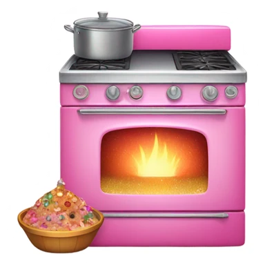Pink ombre stove with food and glitter  sticker