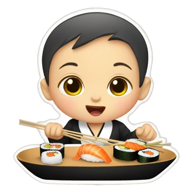 baby eating sushi sticker