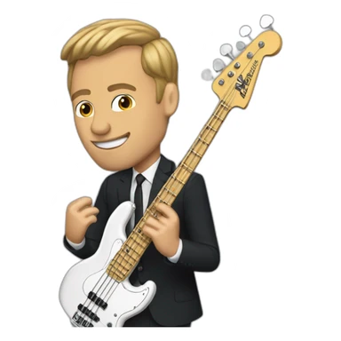 Macron playing Fender Jazz bass sticker