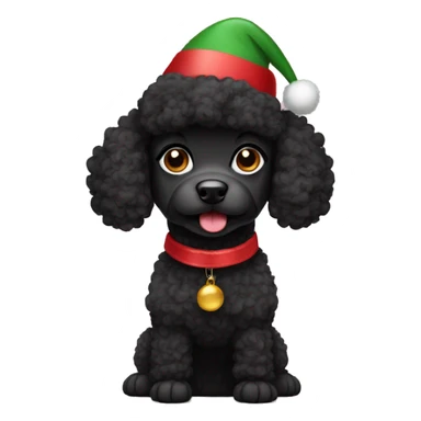 Black poodle wearing Christmas hat sticker