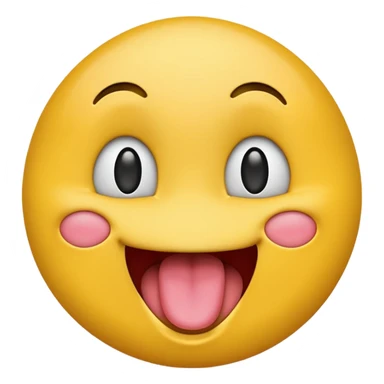 Emoji with its tounge out smiling whilst staring up sticker