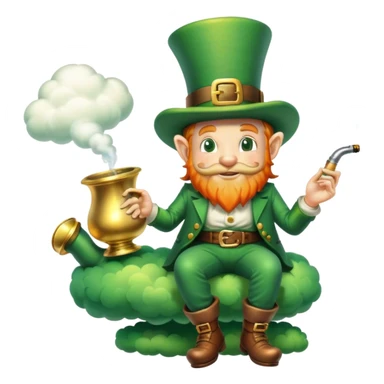 “BOL SANSLAR SVJ BARIS” A leprechaun floating on a cloud, smoking a pipe, dreamy, with raised typography and a leprechaun next to him.A classic slot machine with a metallic body, 

 sticker