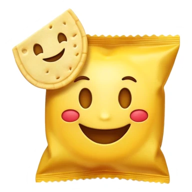Smiling yellow react emoji eating chip sticker