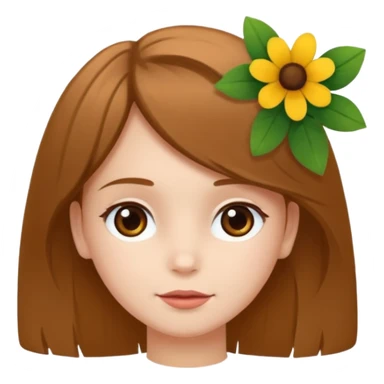 Ein braunhaariges Mädchen (glatte Haare ) mit einen Blume hinter dem ohr lange haare zur Seite kuckend Blume hinter dem rechten Ohr so das man es sieht zur Seite schauen soll das Mädchen also sieht man das Mädchen von der rechten Seite  sticker