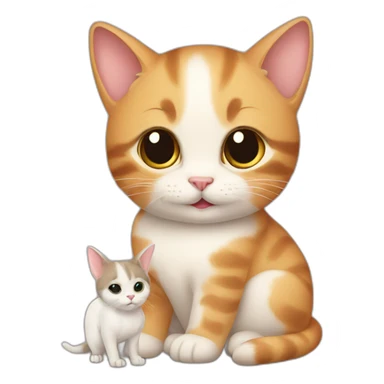 Cat with a baby rabbit  sticker