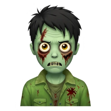 crie um emoji de zumbi homen de cabelo preto grande bagunçado assim🧟 sticker