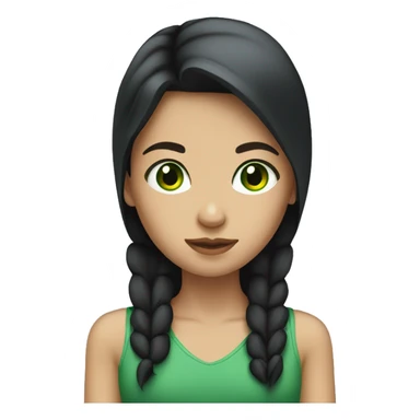 Girl with dark straight hair and green eyes sticker