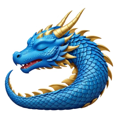 Blue dragon with gold accents sleeping with zzz sticker