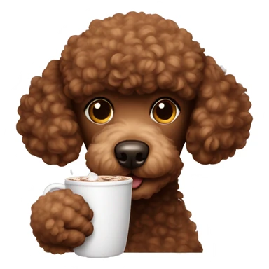 brown poodle drinking hot cocoa sticker