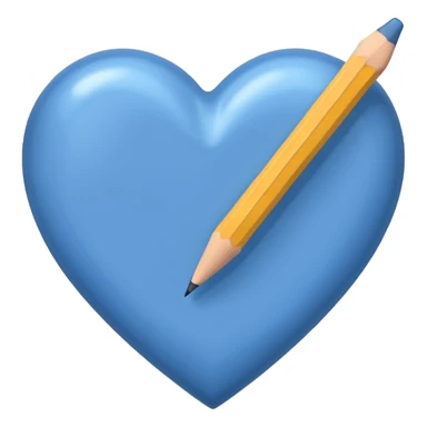 blue heart with a pencil sticker