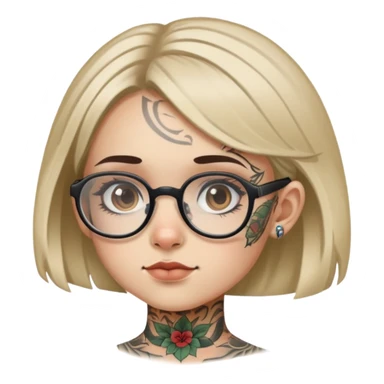 young girl with face tattoos wearing glasses sticker